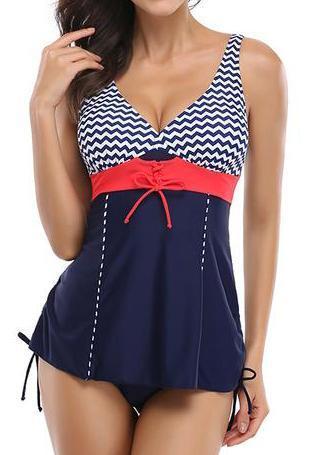 Women's Nautical Chevron Tankini Swimdress Set