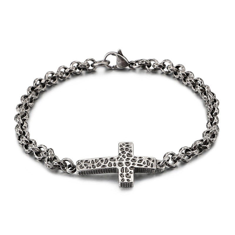 Retro Stainless Steel Cross Chain Bracelet