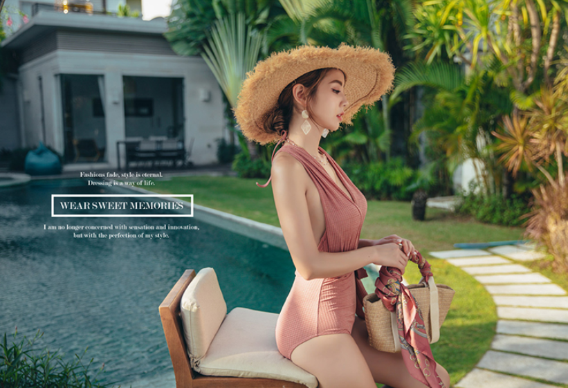 Tie-Waist Plunge One-Piece Swimsuit