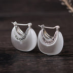 Silver Green Cat's Eye Stone Earrings