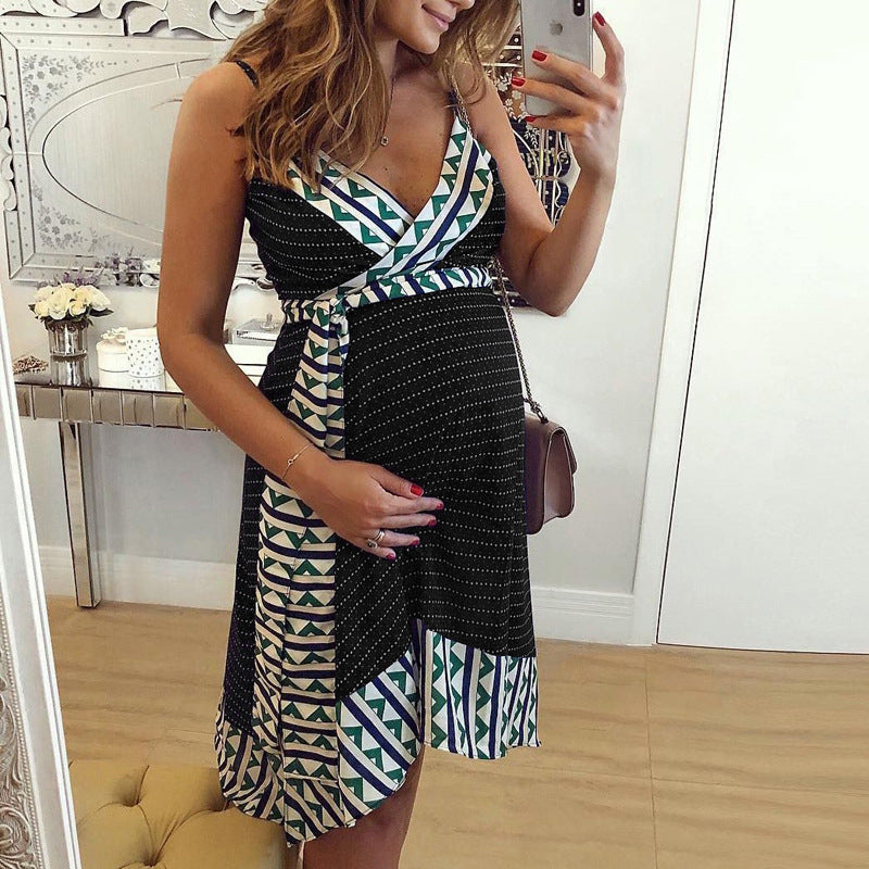 Floral Maternity Dress with Spaghetti Straps (Women)