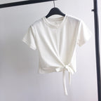 2024 Summer Women's Basic Crop Top with Tie Detail