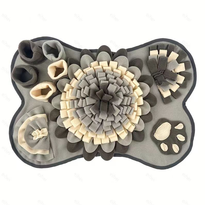 Dog Snuffle Mat Interactive Slow Feeder Enrichment Sniffing Foraging Pad for Puppies and Small Dogs, Bone Shape Washable Fleece Feeding Mat