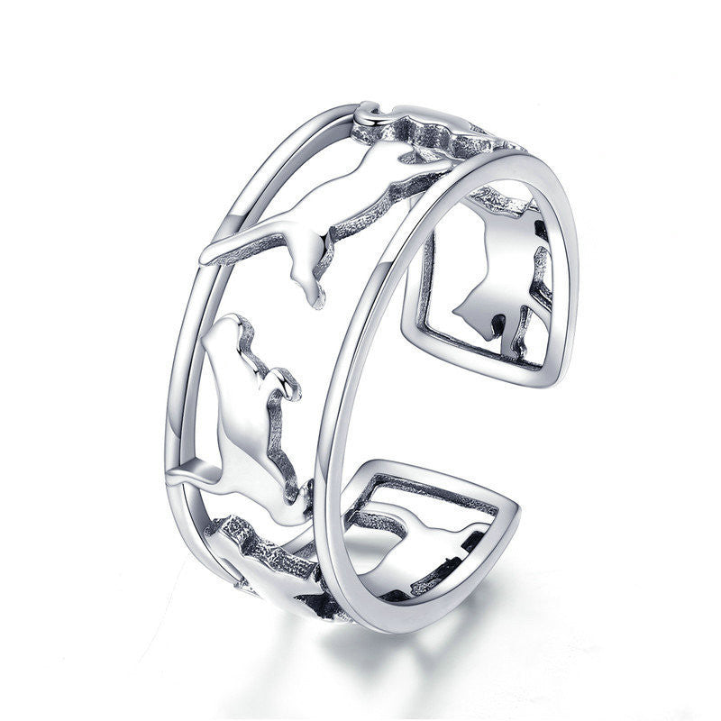 Silver Cat Open Ring