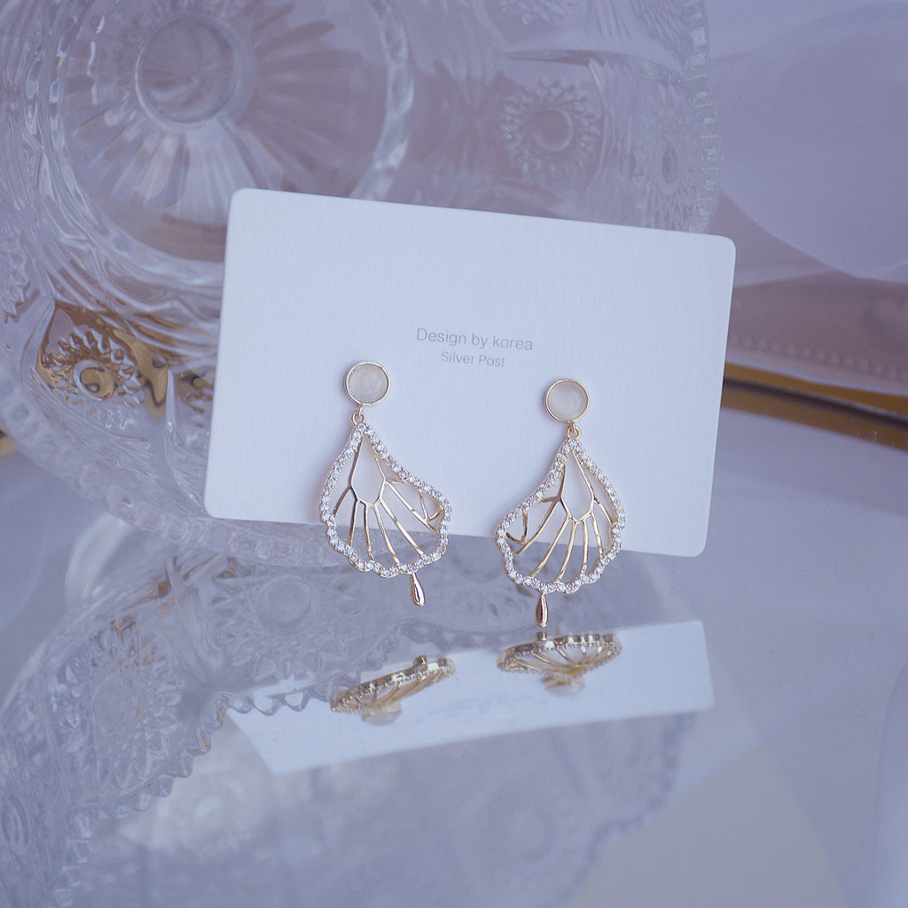 Zircon Butterfly Wing Drop Earrings