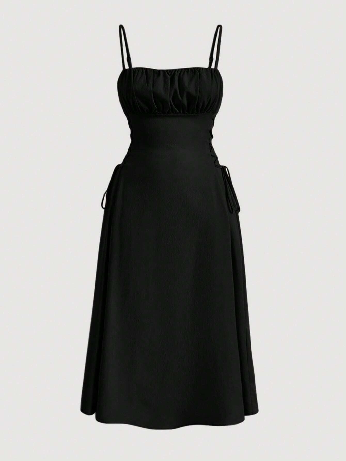 Women's Spaghetti Strap Side-Tie Midi Dress