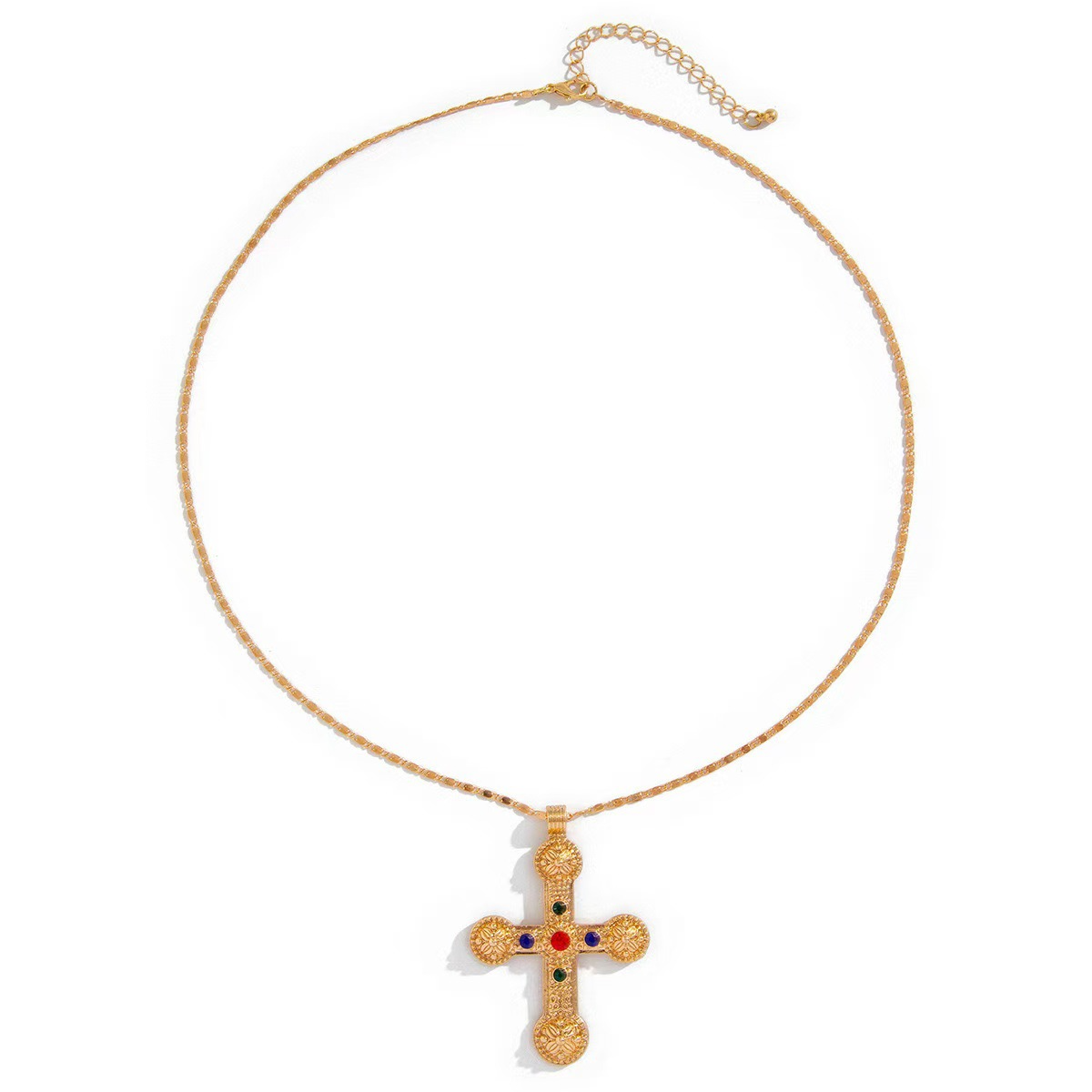 Jeweled Cross Drop Earrings