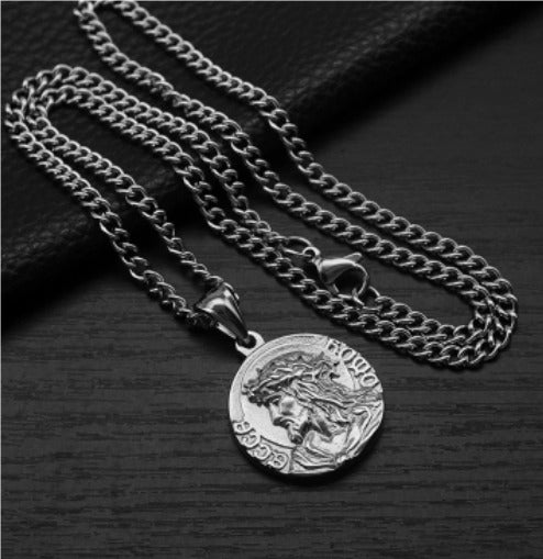 Titanium Steel Jesus Ecce Homo Pendant Necklace