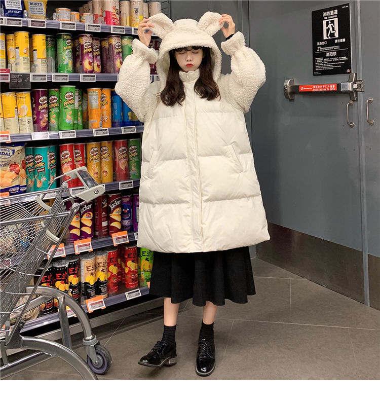 Women's Teddy Bear Parka with Faux Fur Patches