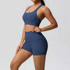 Women's Solid Color Yoga Vest & Shorts Set