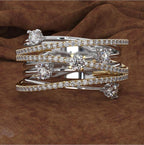 Micro-Inlaid Zircon Cross Color Separation Ring