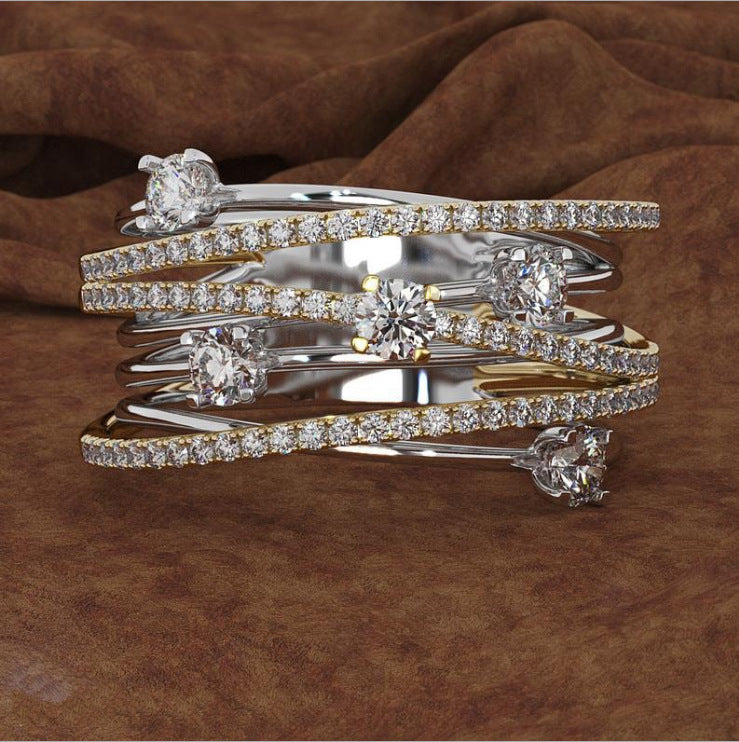Micro-Inlaid Zircon Cross Color Separation Ring