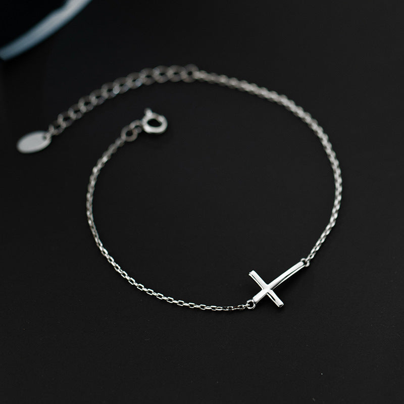 Silver Cross Chain Bracelet