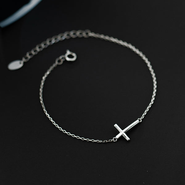 Silver Cross Chain Bracelet