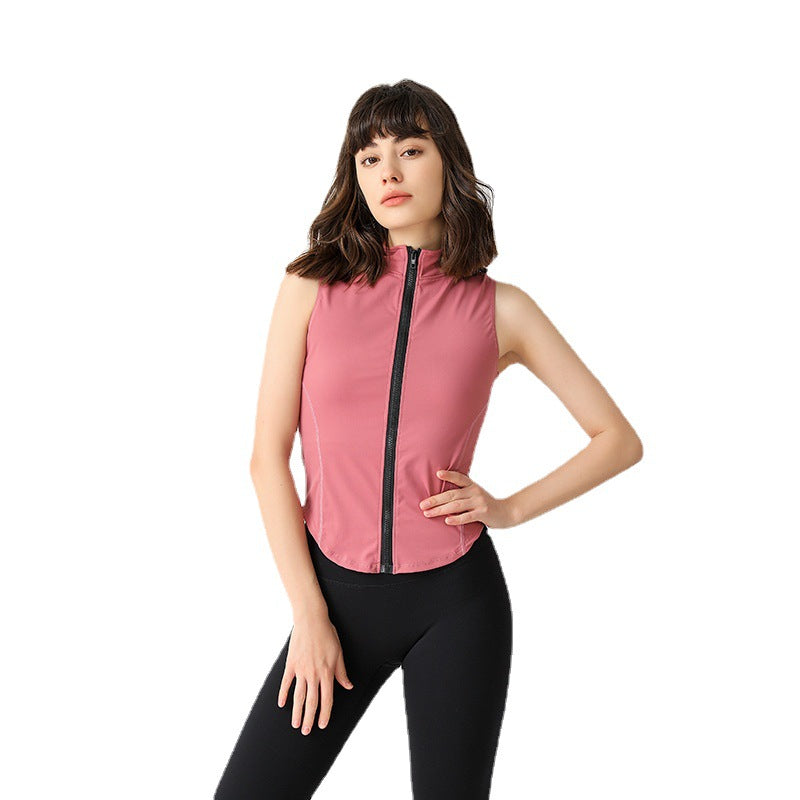 Slim Fit Sleeveless Zip Sports Tank Top for Women
