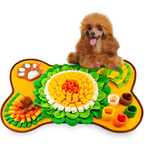 Dog Snuffle Mat Interactive Slow Feeder Enrichment Sniffing Foraging Pad for Puppies and Small Dogs, Bone Shape Washable Fleece Feeding Mat