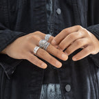 Retro Embossed Vintage Ring Set