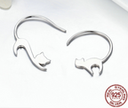 Silver Cat Stud Earrings