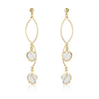Cat Eye Stone Long Drop Earrings