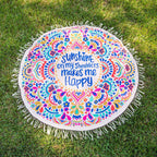 Round Fringed Mandala Beach Towel
