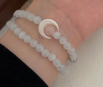 Moonstone Shell Flower Cat's Eye Beaded Bracelet