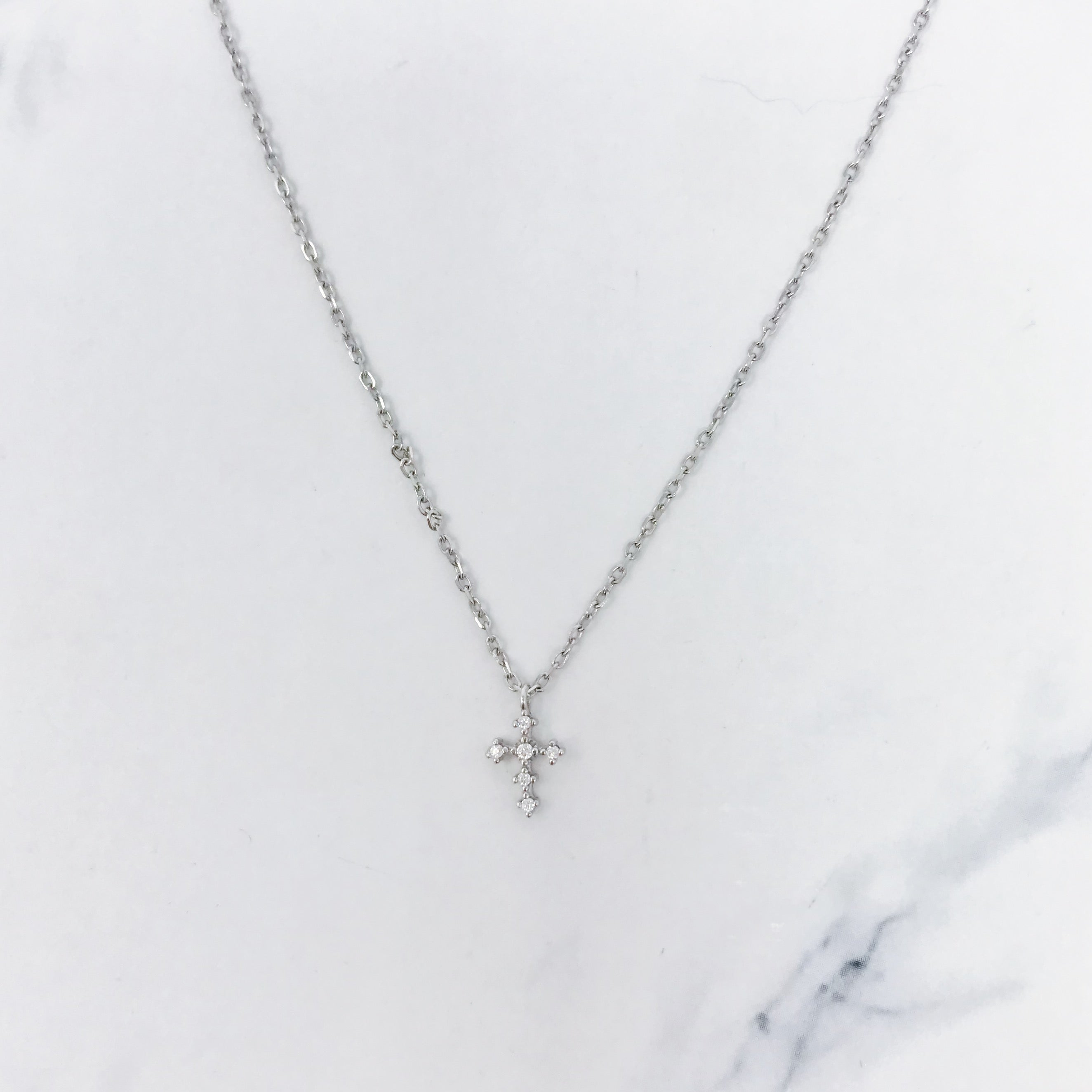 Dainty CZ Cross Pendant Necklace
