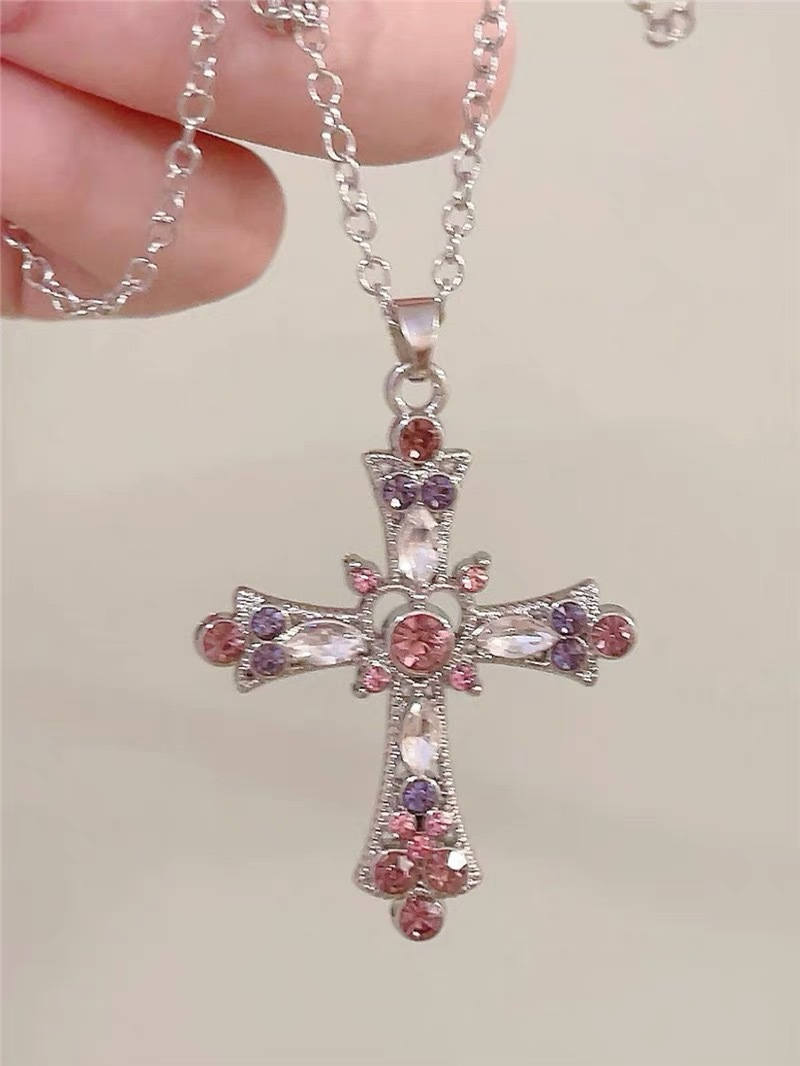 Colorful Crystal Cross Necklace