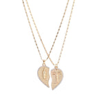 Gold Plated Two-Half Heart Couple Pendant Necklace