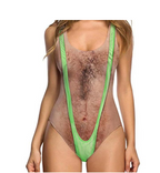 Novelty Chest Hair Print One-Piece Swimsuit