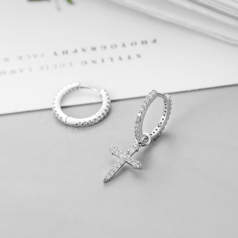 Crystal Cross Hoop Earrings for Women