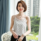 Lace Trim V-Neck Polka Dot Sexy Tank Top