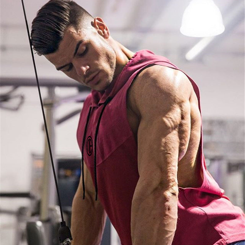 Men's Summer Muscle Brother Hooded Tank Top for Training