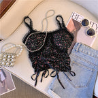 Spring Floral Ruffled Crop Top for Women