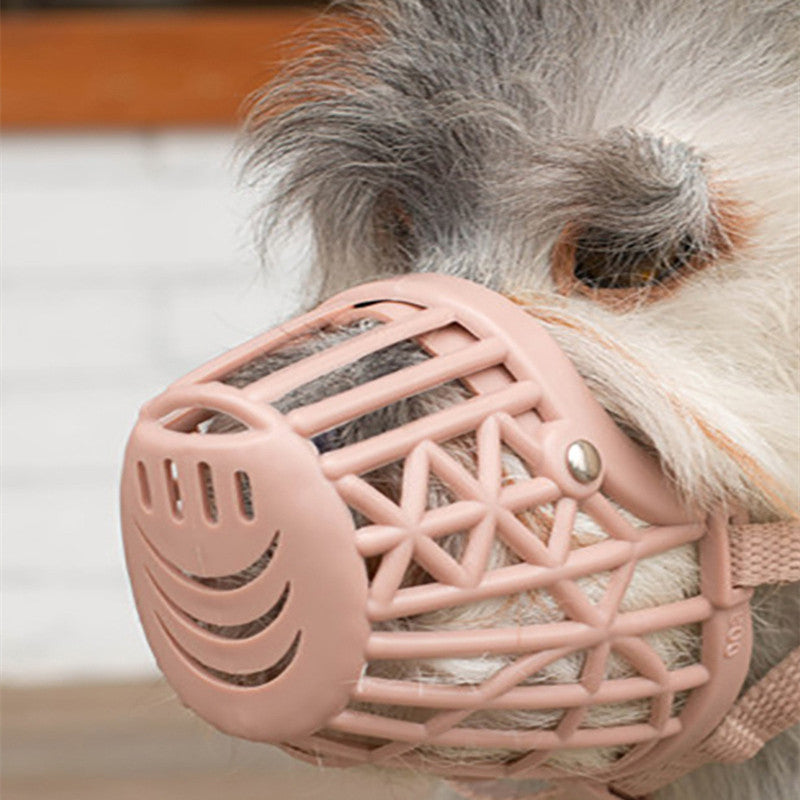 Breathable Basket Dog Muzzle, Adjustable Anti-Bite Anti-Bark Soft Plastic Grid Mouth Cover, Comfortable Muzzle for Small to Large Dogs