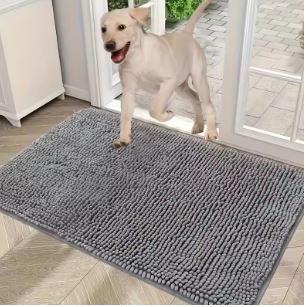 Absorbent Muddy Paw Dog Mat Thick Chenille Microfiber Door Mat Quick-Dry Non-Slip Washable Floor Rug for Dogs and Cats