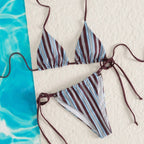 Striped Triangle String Bikini Set