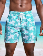 Men's Palm Tree Print Quick-Dry Swim Trunks