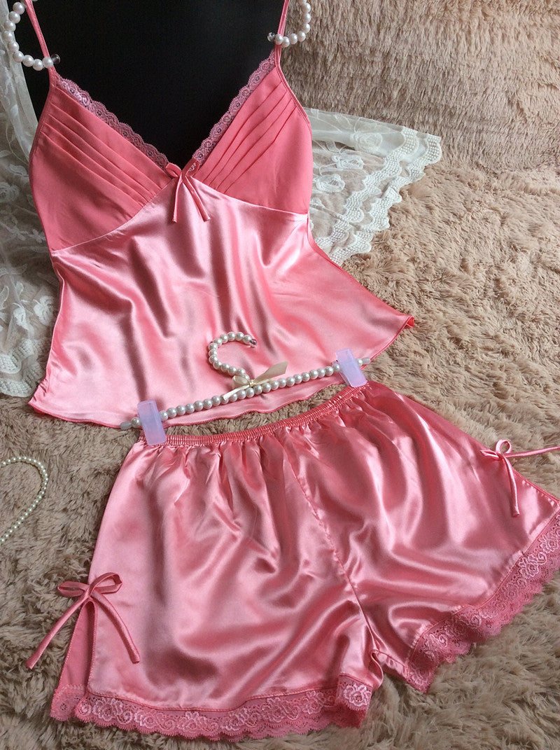 Women's Silk-Feel Cami Top and Shorts Pajama Set