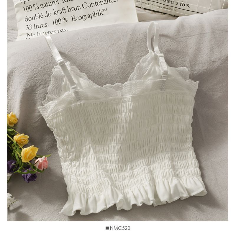 Summer Backless Lace Sling Pleated Tank Top for Women
