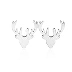 Stainless Steel Deer Stag Stud Earrings