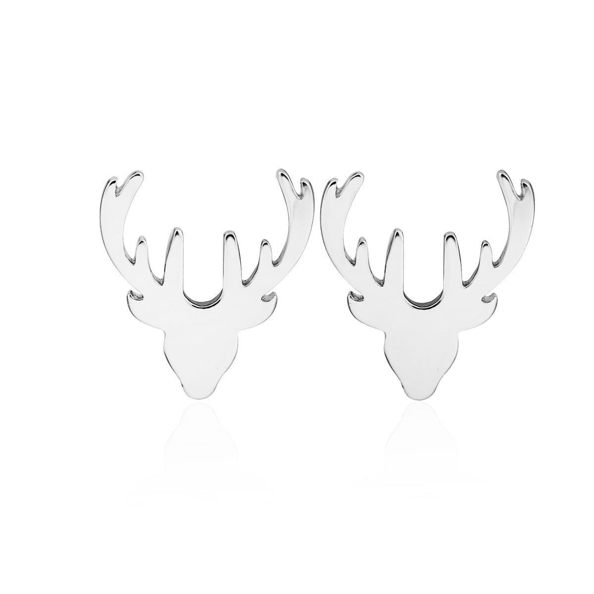 Stainless Steel Deer Stag Stud Earrings