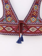 2023 Summer Women's V-Neck Embroidered Crop Top