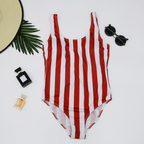 Women's Vertical Stripe Scoop-Neck One-Piece Swimsuit