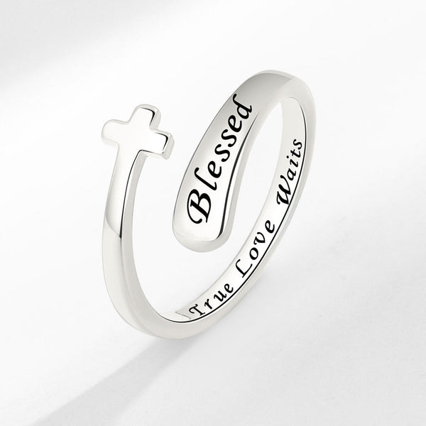 Cross Letter Simple English Women's Ring