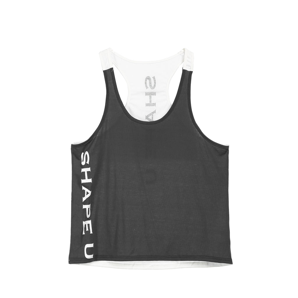 Men's U-Neck Contrast Sports Tank Top for Spring/Summer