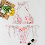 Green Ditsy Floral Triangle Bikini Set