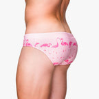 Men's Pink Flamingo Print Swim Briefs