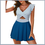 Ruffle Cross-Front Swim Dress