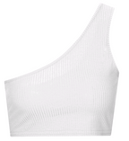 Solid Color One-Shoulder Strap Crop Top
