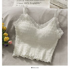 Summer Backless Lace Sling Pleated Tank Top for Women